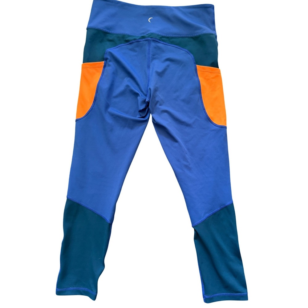 Zyia Active LNT Leggings Womens 12 Blue Orange Colorblock Crop Pockets